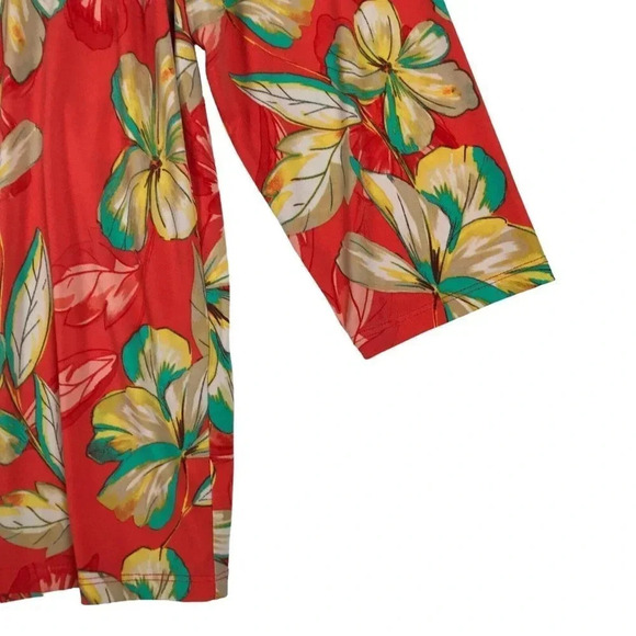 Susan Graver Blouse Womens Size XL Orange Tunic Top Asymmetrical Hem 3/4 Sleeve - Picture 3 of 12